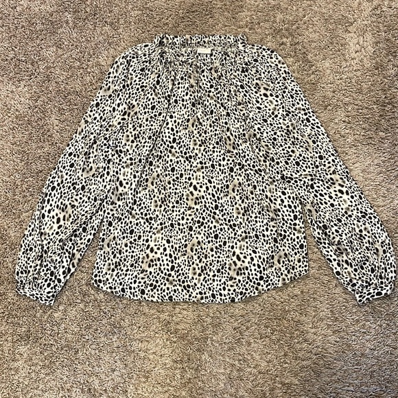 A New Day Long Sleeve Leopard Blouse - Picture 1 of 6